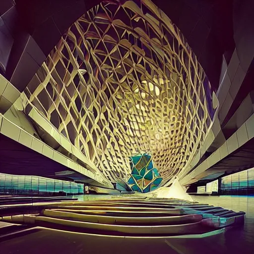 Prompt: futuristic cathedral by buckminster fuller and syd mead, intricate contemporary architecture, photo journalism, photography, cinematic, national geographic photoshoot