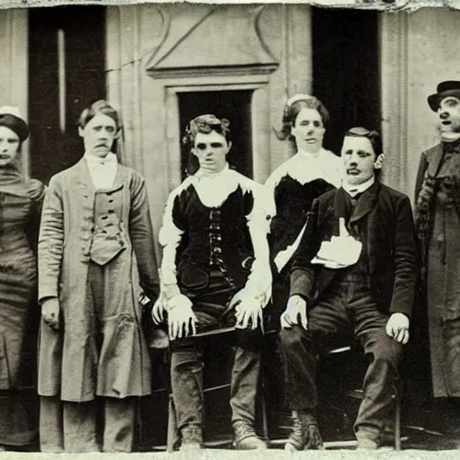 Image similar to Victorian Photograph of Medical students outside posing for a photograph next to a skeleton