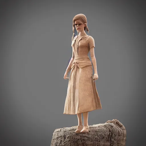 Image similar to wooden figurine of emma watson, blender, unreal engine, concept art, octane render, highly detailed, smooth, sharp focus