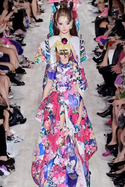 Image similar to sailor moon wearing floral valentino ss 2 0 1 5