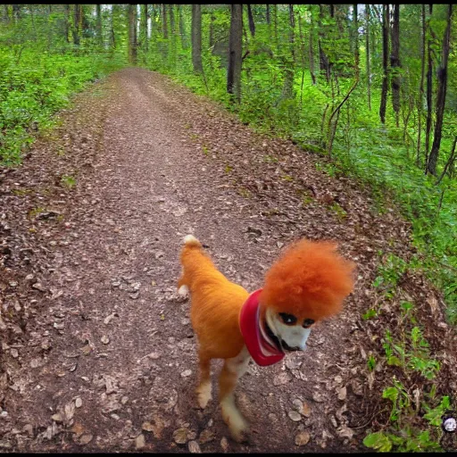 Prompt: Ronald McDonald trail cam footage