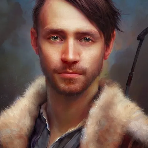 Image similar to portrait of a belgian man ( 3 5 ) from belgium in 2 0 2 1, an oil painting by ross tran and thomas kincade