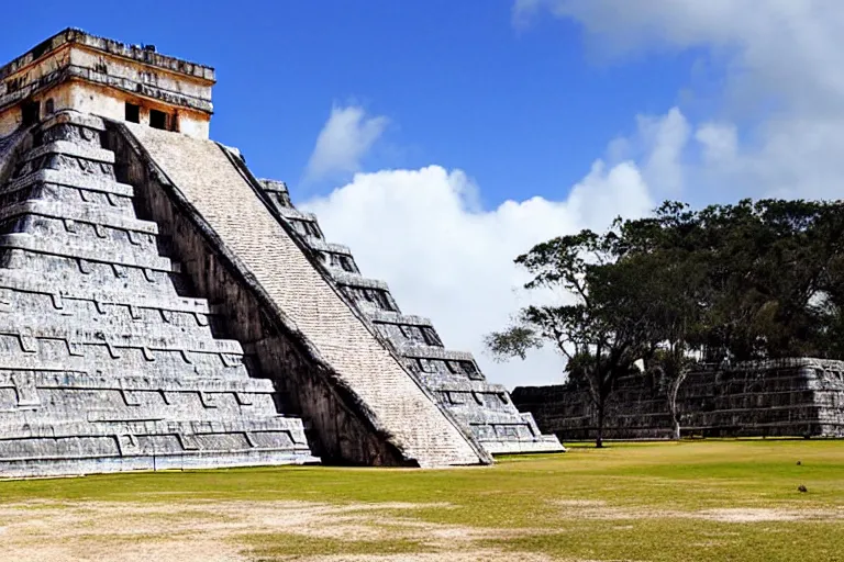 Image similar to holiday photo of Chichen Itza in the future