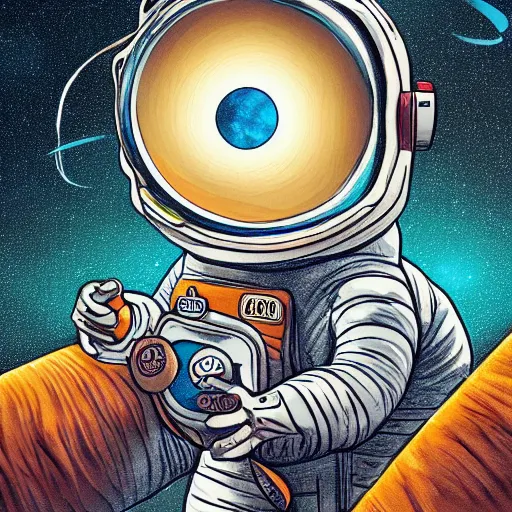 Prompt: an astronaut lost in the 4th dimension of the coffee universe, digital art, 4k, art station, high quality