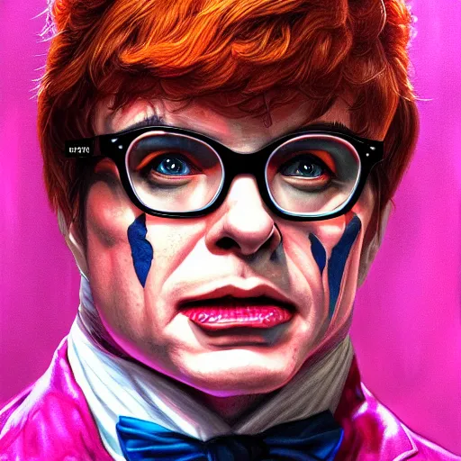 Image similar to Portrait of Austin Powers, fantasy, horror, intricate, highly detailed, digital painting, trending on artstation, sharp focus, illustration, style of Stanley Artgerm