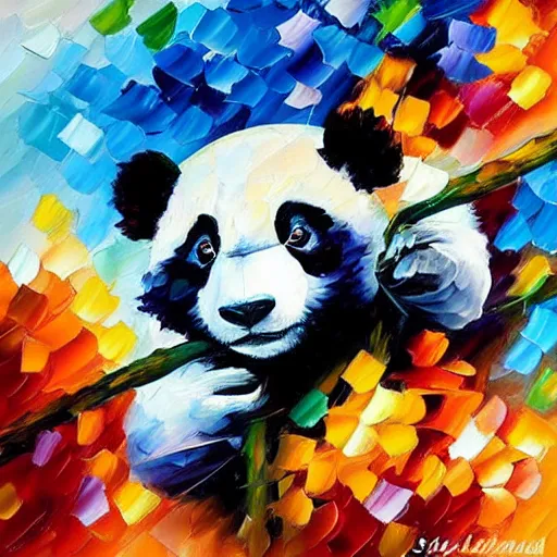 Prompt: panda by style leonid afremov,