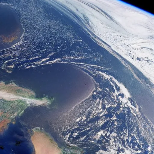Image similar to a photo of earth from space, earth is a rectangle, as seen from the space station.