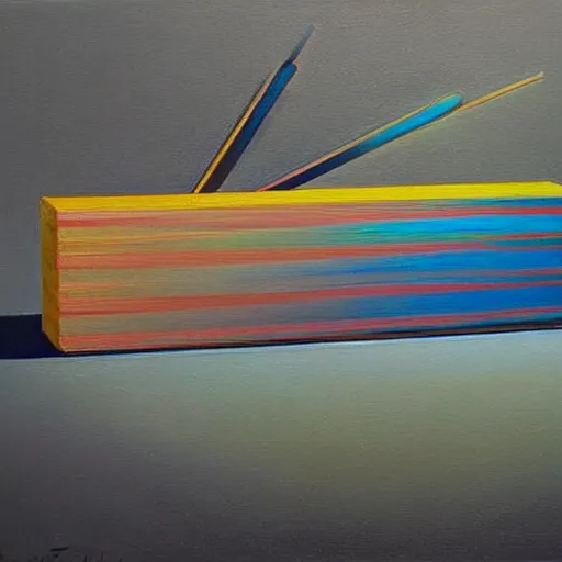 Prompt: a painting by Wayne Thiebaud of a high end Nvidia GPU RTX, cooling, high specs, ethereal!!!!!!!, by Wayne Thiebaud, neon gradient, highly detailed GPU