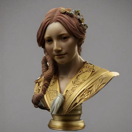 Image similar to beautiful lifelike award winning marble statue bust of tsunku trending on art station artgerm greg rutkowski alphonse mucha museum quality cinematic atmospheric