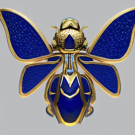 Prompt: sapphire Scarab open wings, jewels , gems, silver, octane rendering, unreal engine, 16K resolution