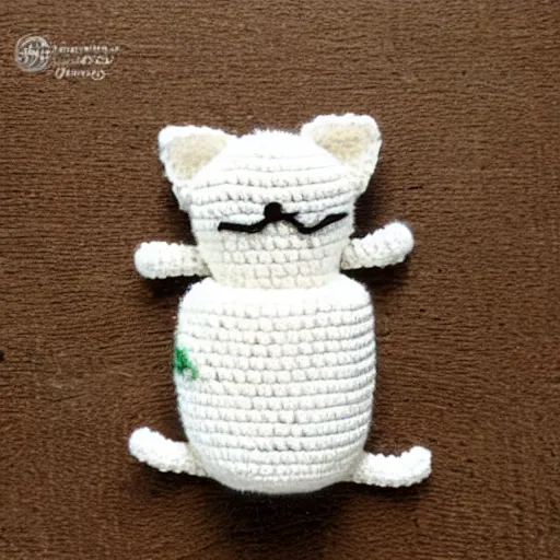 Prompt: a small crochet cat