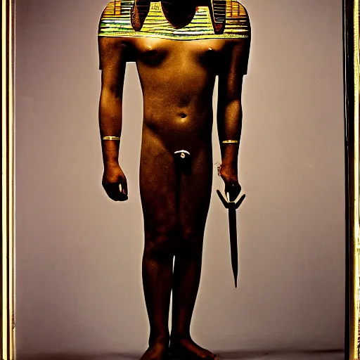 Image similar to portrait of egyptian god set, annie leibovitz