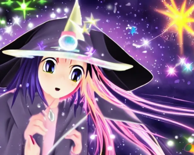 Prompt: a sparkling image of a ps2 magical anime witch