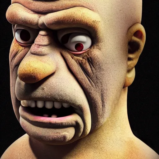 Image similar to Homer in real life scary and creepy 4K quality super realistic