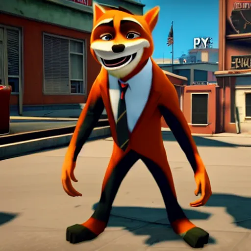 Image similar to Screenshot from Payday 2 featuring Nick Wilde (from Zootopia)