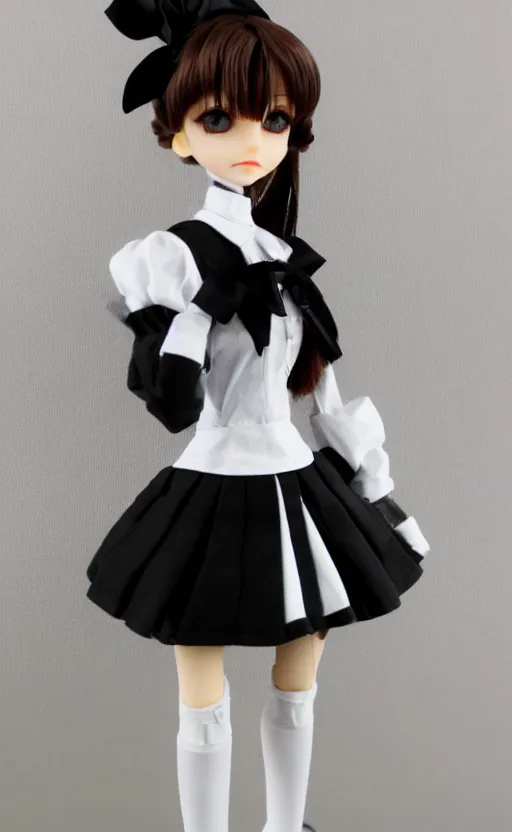 Image similar to dollfie in school uniform, black skirt and white blouse