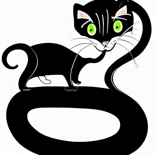 Prompt: cat and skunk chimera digital art