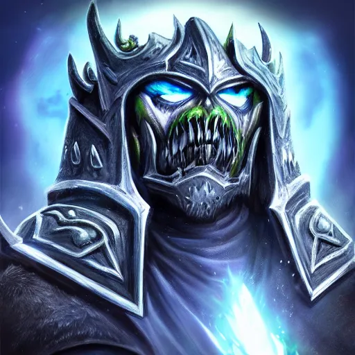 Image similar to world of warcraft lich king profile picture with large chin