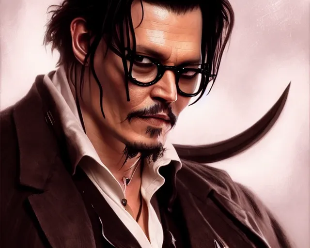 Image similar to photography of johnny depp as neo from matrix, deep focus, d & d, fantasy, intricate, elegant, highly detailed, digital painting, artstation, concept art, matte, sharp focus, illustration, hearthstone, art by artgerm and greg rutkowski and alphonse mucha