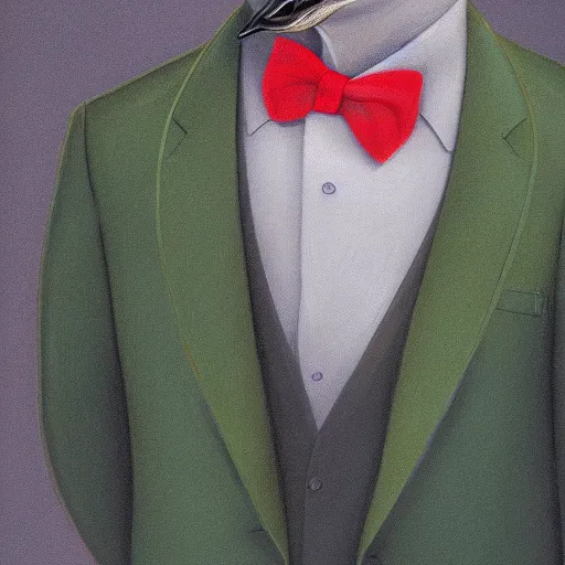 Image similar to a high detail photo of a man with a duck's head wearing a suit, photorealism