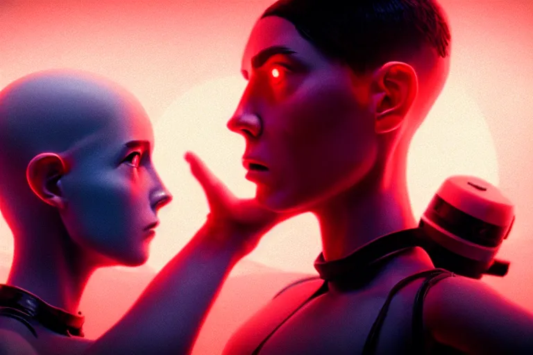 Image similar to vfx film, love death and robots, flat color profile low - key lighting award winning photography arri alexa cinematography, hyper real photorealistic cinematic, atmospheric cool colorgrade