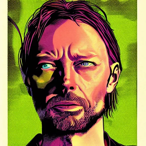 Image similar to Thom Yorke comic book cover