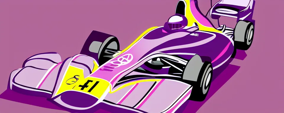 Image similar to abstract illustration of a formula one car, purple and pink