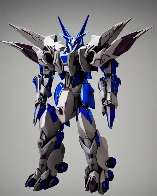 Image similar to futuristic wolf mecha!! azure details! wolf armor! 8 k hd resolution, barbatos gundam, bandai box art, zoids, makoto kobayashi, frank gehry, raymond swanland, unreal engine 5! octane render! cgi!