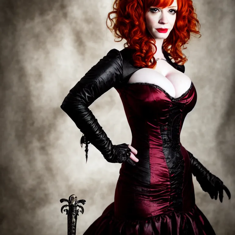 Image similar to full body photograph of christina hendricks as a vampire queen, extremely detailed. dslr. 8 5 mm.