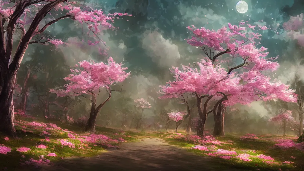 Image similar to sakura trees, fantasy artwork, award winning, very very very very very very very beautiful scenery, artstation