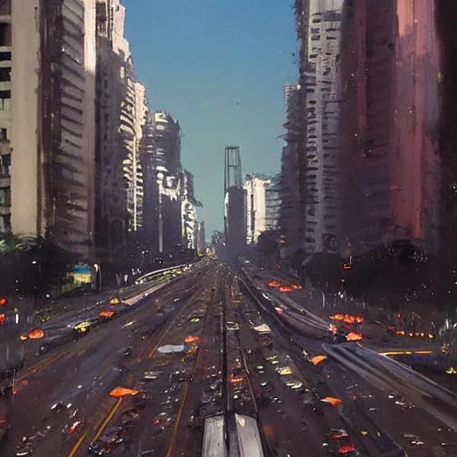 Prompt: Avenida Paulista painted by Greg Rutkowski