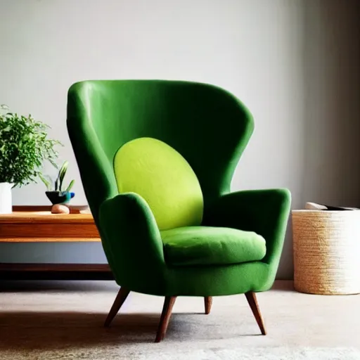 Image similar to an armchair in the shape of an avocado