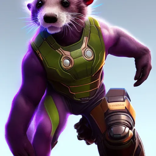 Image similar to a anthropomorphic ferret is thanos, hyperdetailed, artstation, cgsociety, 8 k