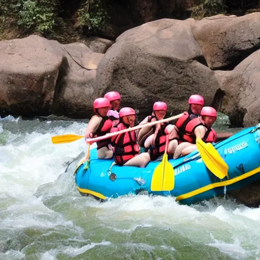 Prompt: Trixie Mattel white water rafting