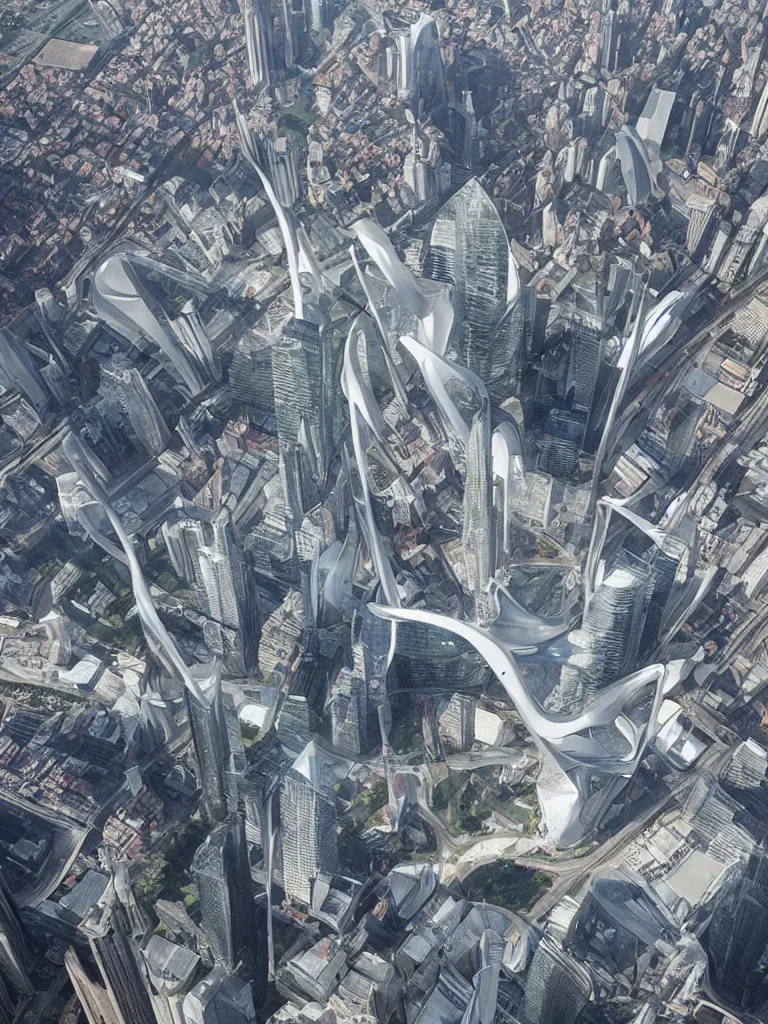 Image similar to a city designed by Zaha Hadid