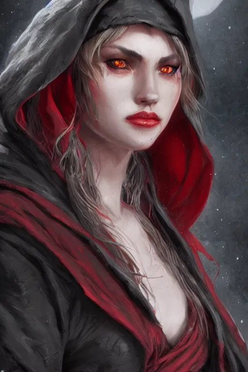 Image similar to lycan red riding hood, d & d, fantasy, portrait, highly detailed, headshot, digital painting, trending on artstation, concept art, sharp focus, illustration, art by artgerm and greg rutkowski and magali villeneuve