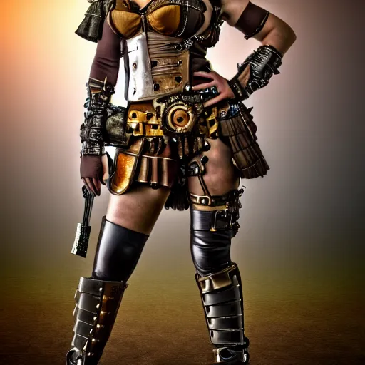 Prompt: full body photo of a steampunk amazon warrior, highly detailed, 4k, HDR,