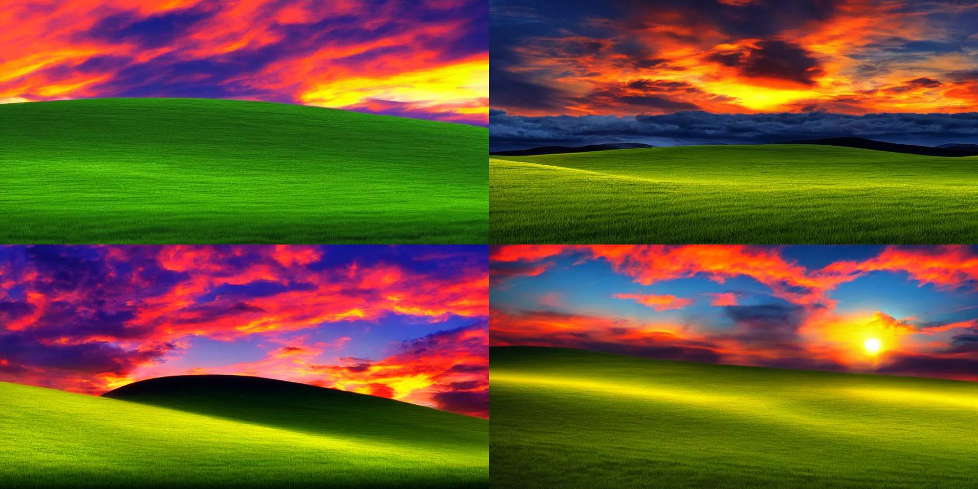 Prompt: Windows XP wallpaper sunset