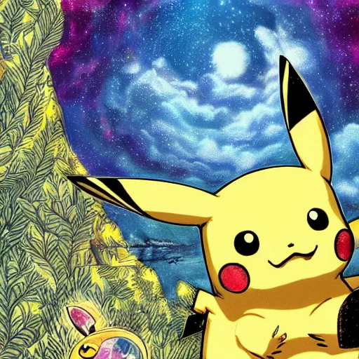 Image similar to pikachu, digital, detailed intricate ink illustration, heavenly atmosphere, digital art, overdetailed art, concept art, complementing colors, trending on artstation, cgstudio, the most beautiful image ever created, dramatic, subtle, details, award winning artwork, beautiful scenery