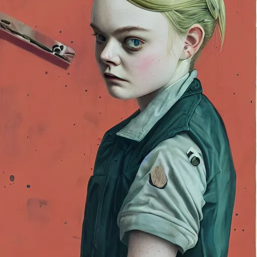 Prompt: Elle Fanning in The Walking Dead picture by Sachin Teng, asymmetrical, dark vibes, Realistic Painting , Organic painting, Matte Painting, geometric shapes, hard edges, graffiti, street art:2 by Sachin Teng:4