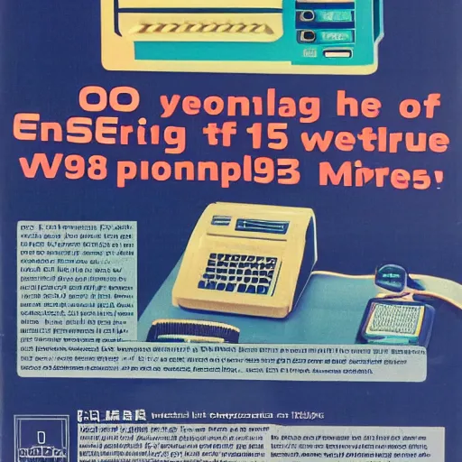 Prompt: magazine advertisement for retro wetware computer, 1 9 8 5