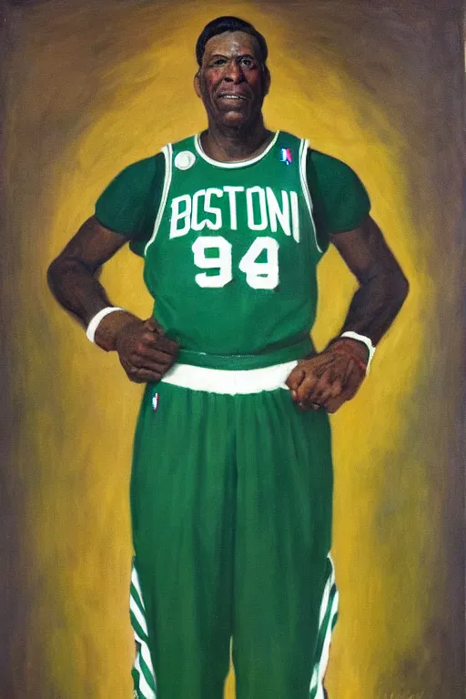 Prompt: full body portrait of the dictator of the boston celtics, 1 9 5 5, in full military garb, oil on canvas by william sidney mount, trending on artstation