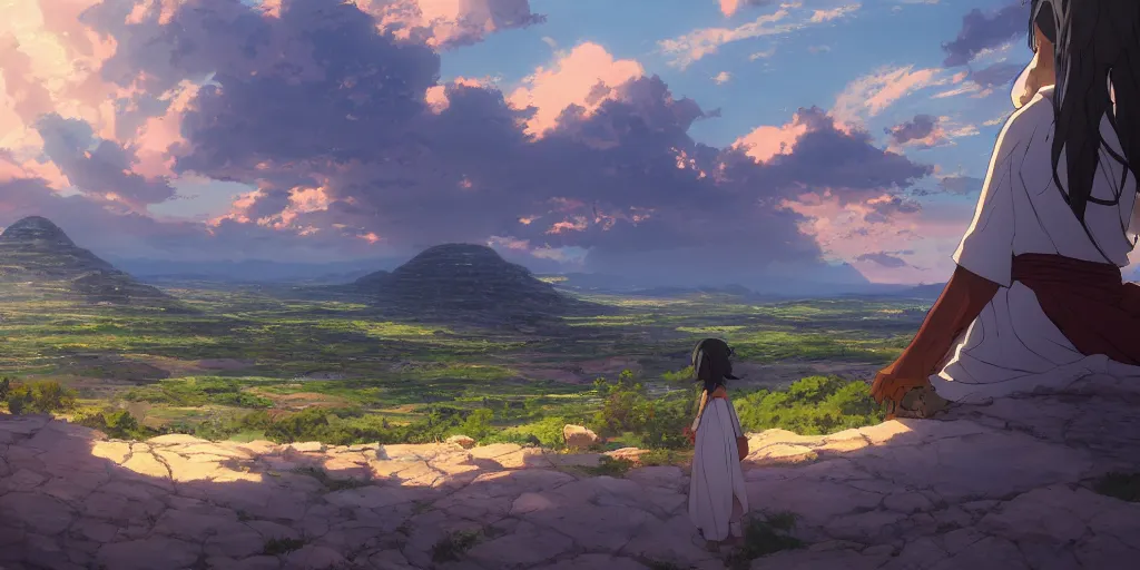 Image similar to a stunning biblical landscape by makoto shinkai