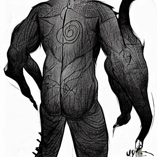 Image similar to A FULL BODY PORTRAIT FROM BEHIND OF A SANURAI FROM MANGA VAGABOND ,detailed, concept art, ink style , sketch