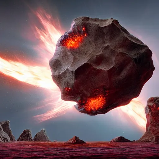 Prompt: Digital art of a meteorite containing an insect hive burning up in the atmosphere, by Jessica Rossier and Wayne Barlowe 4k prehistoric geology space hubble start nebula