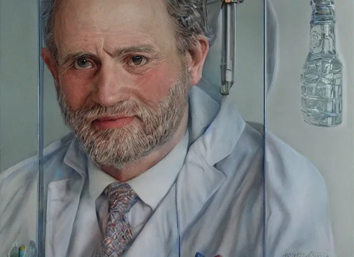 Prompt: a highly detailed glass portrait of a dentist, james gurney, james jean