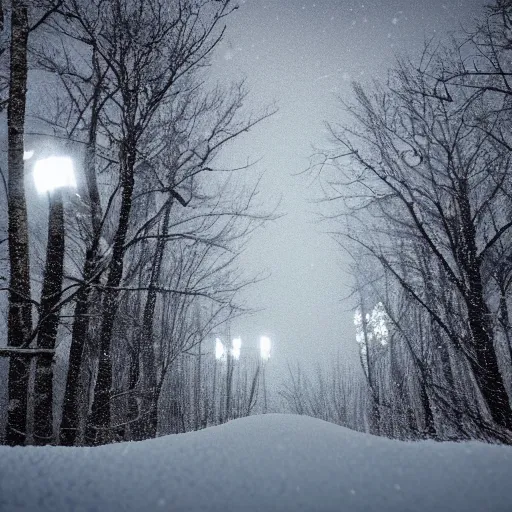 Image similar to The frostbite was getting worse. Snow was now falling in earnest, and the ground was completely white beneath her feet. Silky white snowflakes fell through a sky that had gone from blue to gray, and she felt herself slipping into a deep sleep. The last thing she saw were stars twinkling in the blackness of space as she drifted off into an eternal slumber...