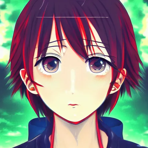 Image similar to detailed portrait in anime style, paprika anime style, vivid colors, satoshi kun, precise line, detailed image, dr atsuko chiba