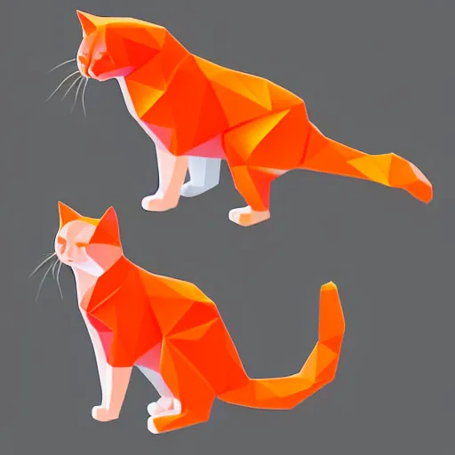 Image similar to orange to red gradient low poly art of cat connecting lines