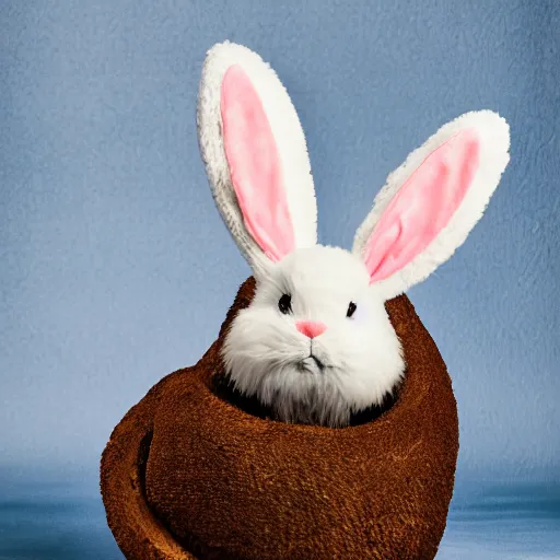 Image similar to easter bunny sitting in a tire, studio photo, high quality